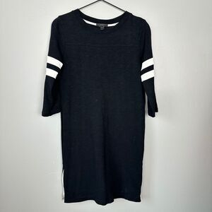 J. Crew Varsity Side Zip Casual Dress Black Womens Size XXS